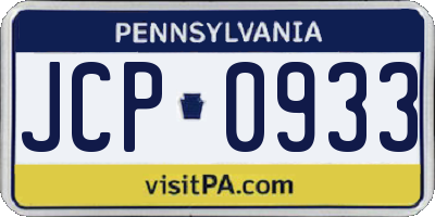PA license plate JCP0933
