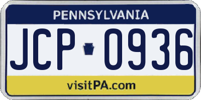 PA license plate JCP0936
