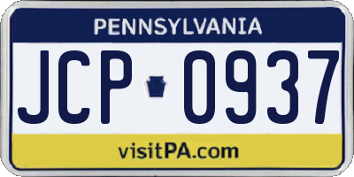 PA license plate JCP0937