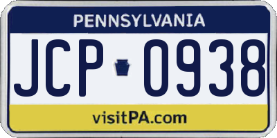 PA license plate JCP0938