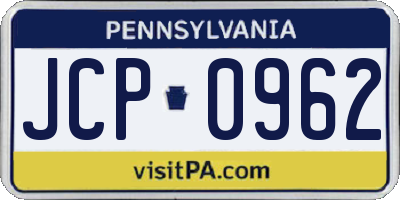 PA license plate JCP0962