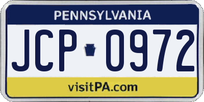 PA license plate JCP0972