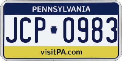 PA license plate JCP0983