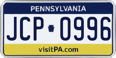 PA license plate JCP0996