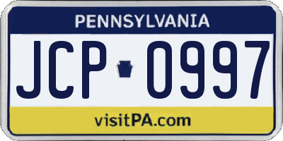 PA license plate JCP0997