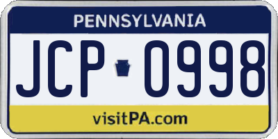 PA license plate JCP0998