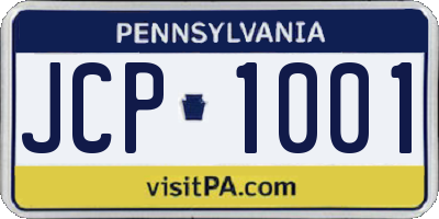 PA license plate JCP1001