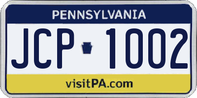 PA license plate JCP1002