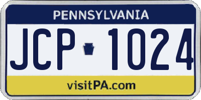 PA license plate JCP1024