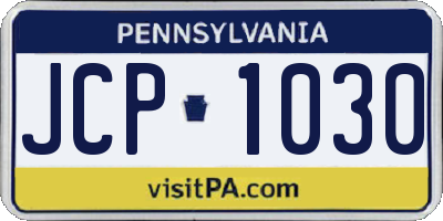 PA license plate JCP1030