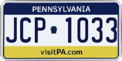 PA license plate JCP1033