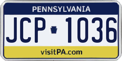 PA license plate JCP1036