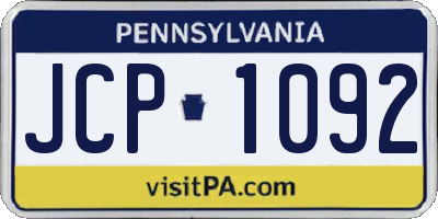 PA license plate JCP1092