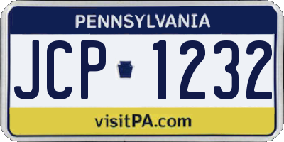PA license plate JCP1232