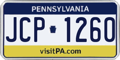 PA license plate JCP1260