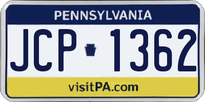 PA license plate JCP1362