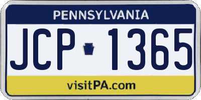PA license plate JCP1365