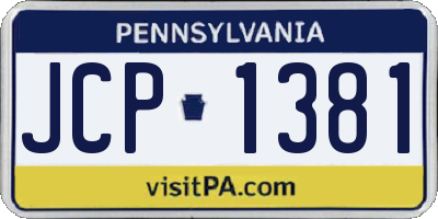 PA license plate JCP1381