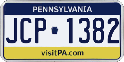 PA license plate JCP1382