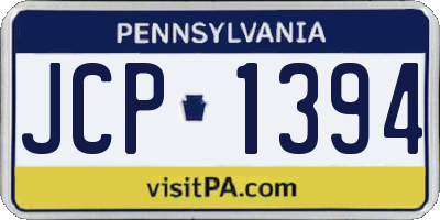 PA license plate JCP1394