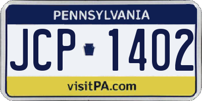 PA license plate JCP1402