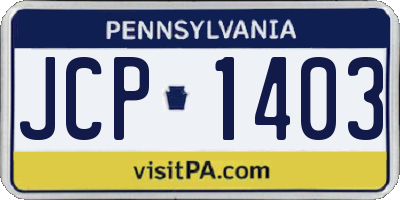 PA license plate JCP1403
