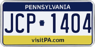 PA license plate JCP1404