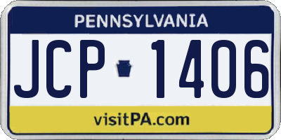 PA license plate JCP1406
