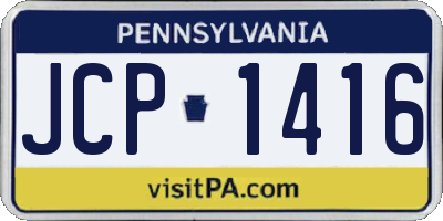PA license plate JCP1416