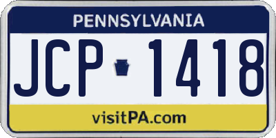 PA license plate JCP1418