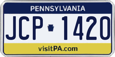 PA license plate JCP1420