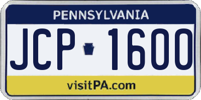 PA license plate JCP1600