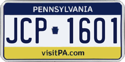 PA license plate JCP1601