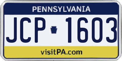 PA license plate JCP1603