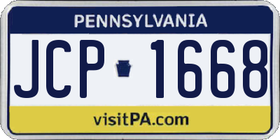 PA license plate JCP1668