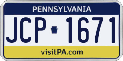 PA license plate JCP1671