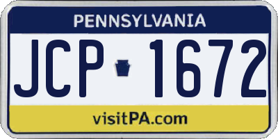 PA license plate JCP1672