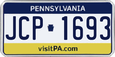 PA license plate JCP1693