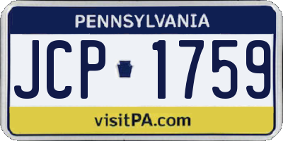 PA license plate JCP1759