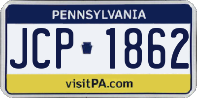 PA license plate JCP1862