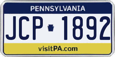 PA license plate JCP1892