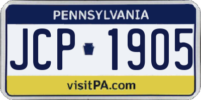 PA license plate JCP1905