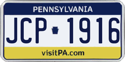 PA license plate JCP1916