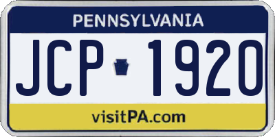 PA license plate JCP1920