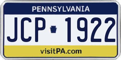 PA license plate JCP1922