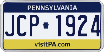 PA license plate JCP1924