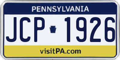 PA license plate JCP1926