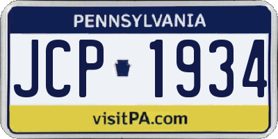 PA license plate JCP1934