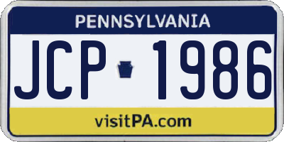 PA license plate JCP1986