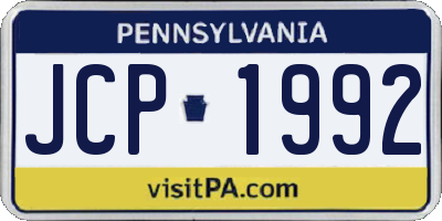 PA license plate JCP1992